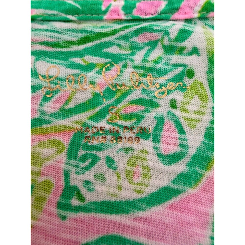 Lilly Pulitzer Pink Green Pineapple Paisley  Over-sized Fits M/L- Size S - Picture 5 of 6